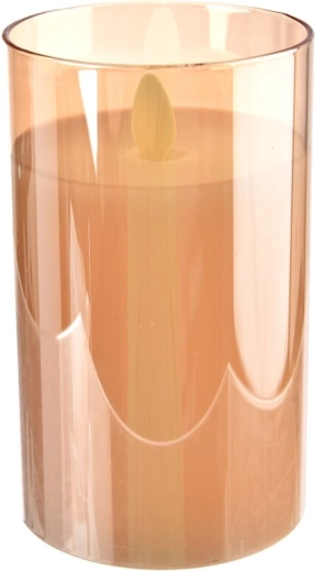 LED-kaars in glas beige 8 × 13 cm