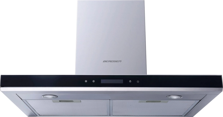 Elegant schoorsteendesign van RVS en glas