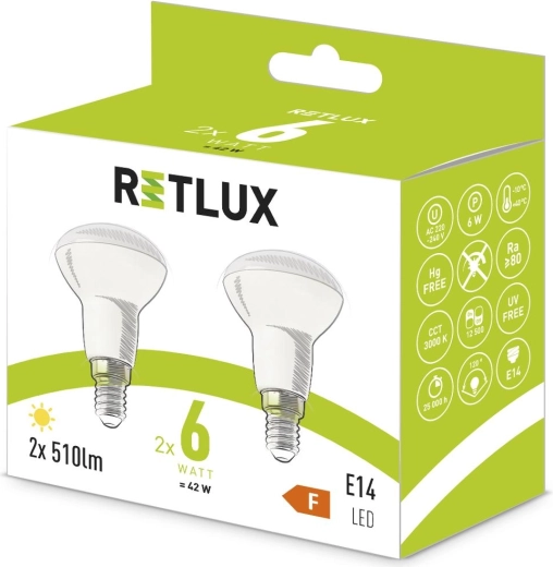 Retlux LED-reflectorlamp R50 E14 warm wit - 2 stuks