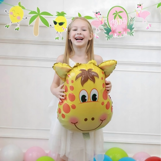 Set verjaardagsballonnen giraffe, dieren, 5 stuks