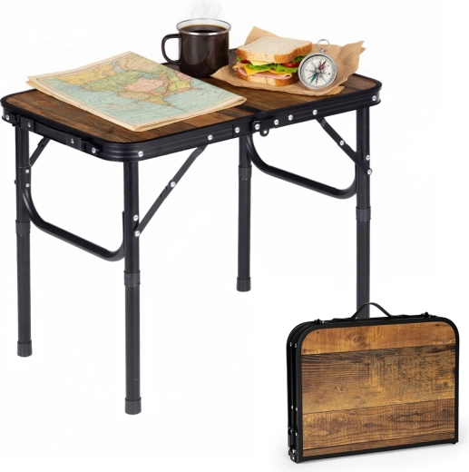 MultiGarden toeristische campingtafel 60 × 40 cm, opvouwbaar tot koffer, oud eiken
