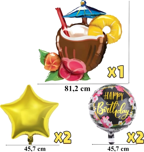 Set ballonnen Aloha voor verjaardag en Hawaï-feest, 5 stuks