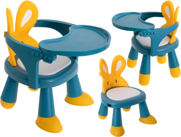 Kinderstoeltje met afneembaar tafeltje konijntje geel-blauw