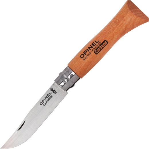Opinel nr. 6 Carbon inklapbaar zakmes 7 cm, beukenhout
