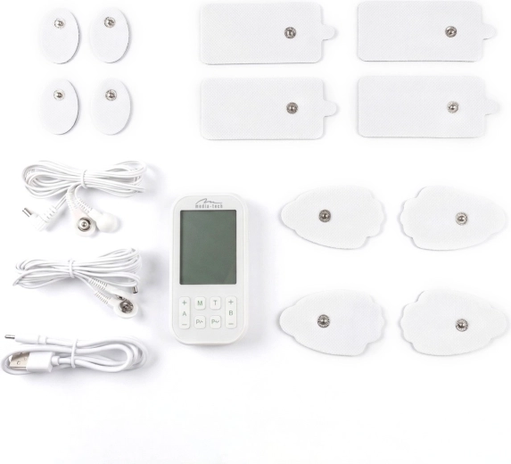 USB‑C opladen en een set elektroden voor direct gebruik