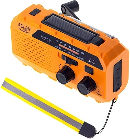 Noodradio op zonne-energie met dynamo ADLER – powerbank, LED-zaklamp en SOS