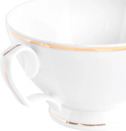 Elegante gouden rand en zuiver wit porselein
