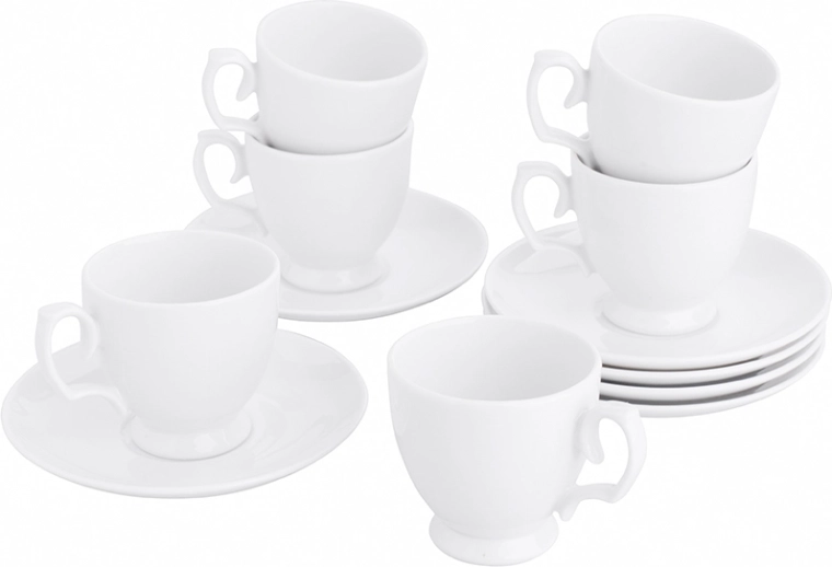 MariaPaula Klasyka klassieke witte porseleinen espressoset 12 stuks (6 kopjes en 6 schotels)
