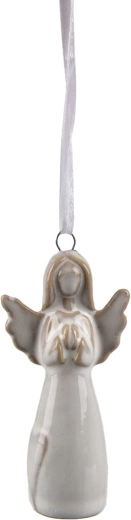 Keramische hangengel grijs 9 cm