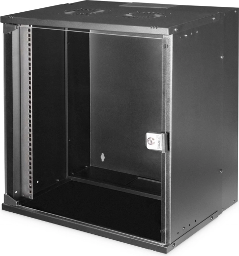 Digitus wandrackkast 19" 12U SOHO PRO 595 × 540 × 400 mm, zwart, glazen deur