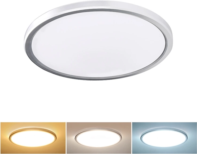 Solight LED-plafondlamp Acate IP54 24 W 2160 lm 3CCT 30 cm zilverkleurig