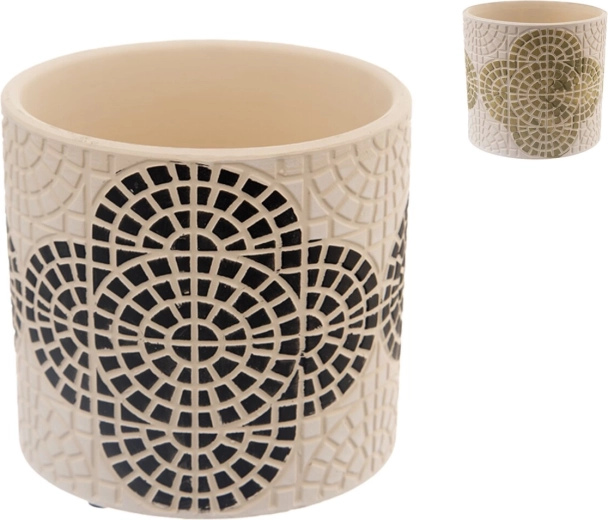 Beige terracotta bloempot 14 × 14 × 13 cm (2 varianten)