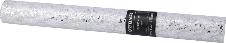 Decoratief gaas met zilveren pailletten 38,5 × 200 cm
