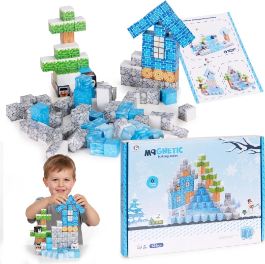 Magnetische bouwstenen voor kinderen 124 stuks – wintereditie