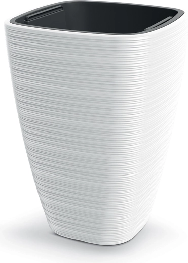 Bloempot Vena Square 38,8 cm wit met inzet
