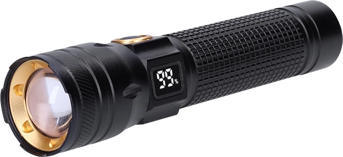 Solight oplaadbare LED-zaklamp met display 200 lm, zoom, Li-Ion