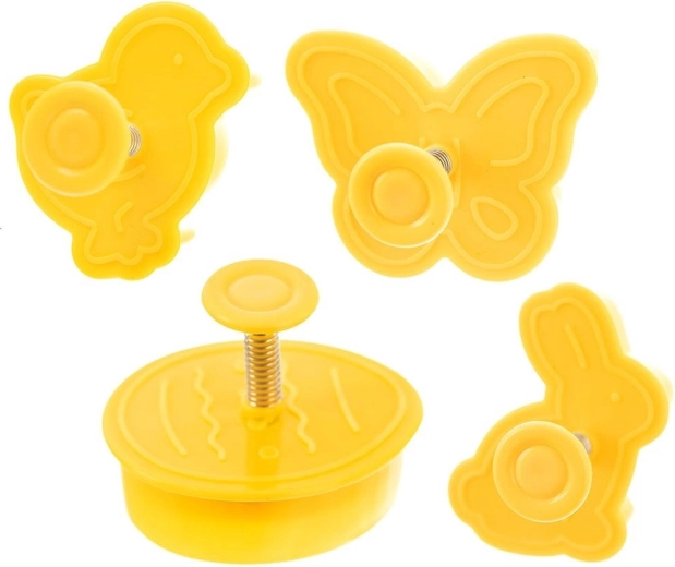Orion paasuitstekers voor koekjes met uitstekerdrukker, 4 stuks