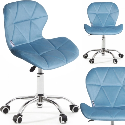 Bauerkraft draaibare kinderbureaustoel van velours blauw