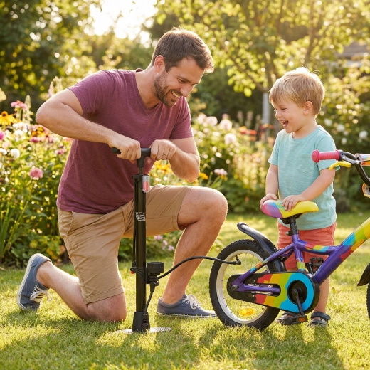 Vloerpomp voor fietsen WheelZone met manometer, zwart