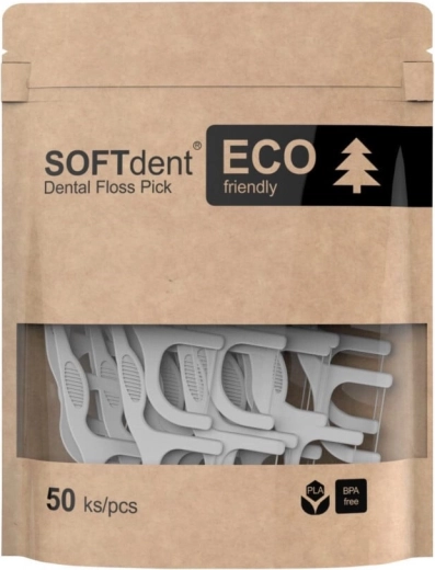 Softdent Eco tandstokers met flossdraad 50 stuks