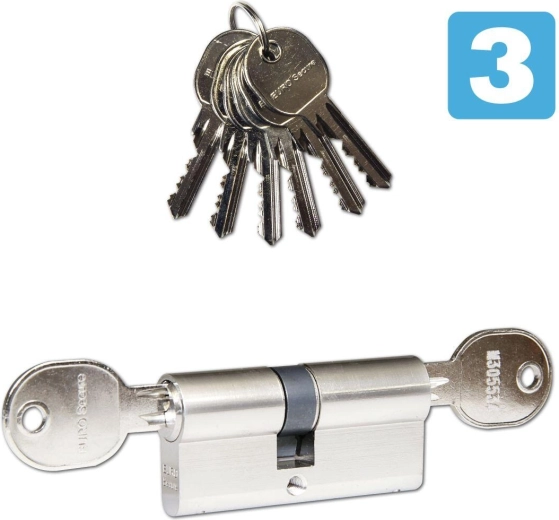 Veiligheidscilinder 30/35 met nood- en gevarenfunctie, 6 sleutels, mat nikkel RICHTER