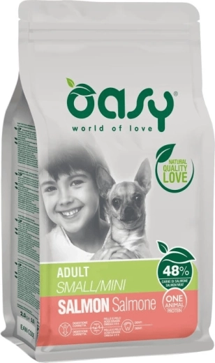 Oasy brokken voor volwassen honden van kleine en mini rassen – zalm 2,5 kg