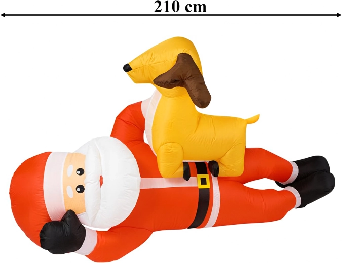 Opblaasbare Kerstman met rendier 210 cm met LED-verlichting