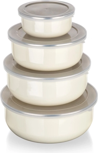 Set geëmailleerde schaaltjes met deksels Amande (8-delig)