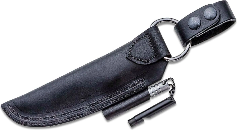 Leren schede met firesteel en fluitje