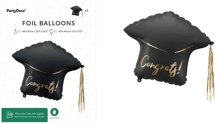 Folieballon in de vorm van een afstudeerhoed Congrats!