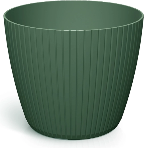 Bloempot Lamia 15,8 cm donkergroen – geribbelde kunststof plantenhoes