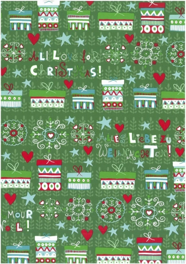 Kerstinpakpapier 0,7 × 5 m, mix van motieven - 1 stuk