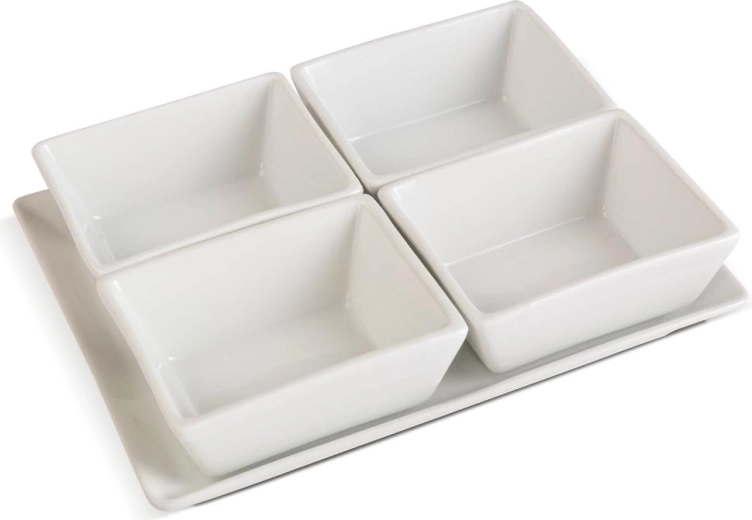 Lamart Dine set kommen met houten dienblad, 4 stuks