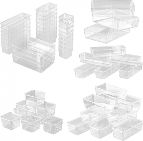 Set van acryl lade-organizers, 4 formaten, 25 stuks