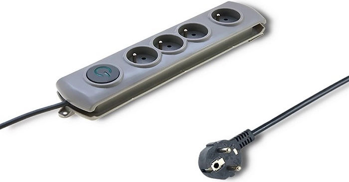 Overspanningsstekkerdoos Quick Switch, 4 stopcontacten, 1,5 m, grijs