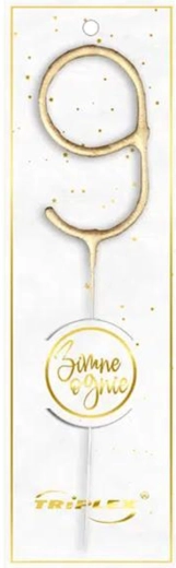 Sterretje cijfer 9, 16,5 cm, goud