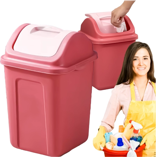 Smalle plastic prullenbak met kanteldeksel 10 l