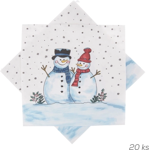 Papieren servetten met sneeuwpopmotief 33 × 33 cm, 20 stuks