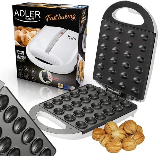 Adler AD 3039 Elektrische vorm voor het bakken van noten, 24 stuks, XL, 1600 W