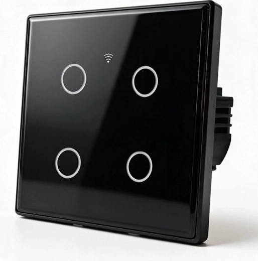 Intelligente touch Wi‑Fi wandschakelaar voor verlichting, 4-kanaals met timer - 1 stuk
