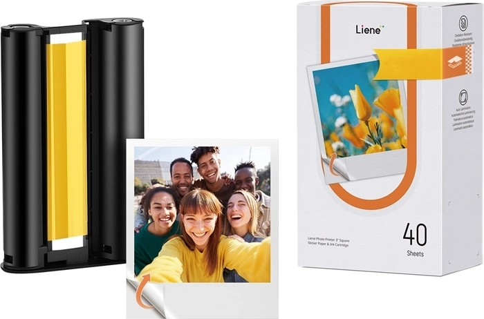 Zelfklevend fotopapier Liene Amber 3×3" (40 vellen + cassette)