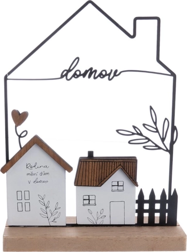 Decoratie huisje "Thuis" van hout en metaal 17 × 5 × 22 cm