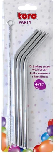 Eco-set roestvrijstalen rietjes 4 stuks + reinigingsborsteltje