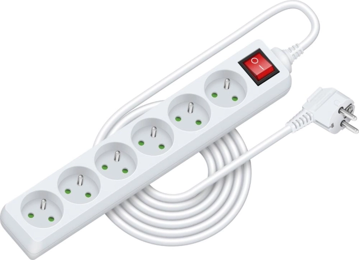 Verlengsnoer met schakelaar RETLUX, 5 m, 6 stopcontacten
