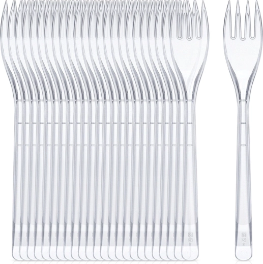 Transparante herbruikbare plastic vorkjes 17,5 cm (25 stuks)