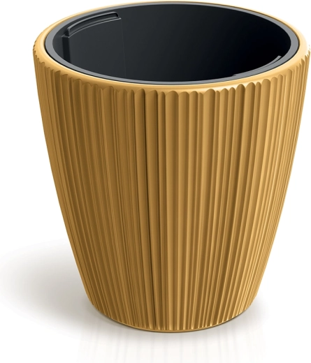 Bloempot ORO met uitneembare inzet 19,9 cm, mosterdgeel
