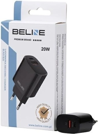 zwarte oplader 20W met USB-C + USB-A