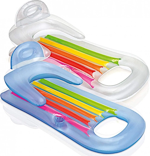 Opblaasbaar drijvend ligbed met rugleuning en bekerhouder INTEX