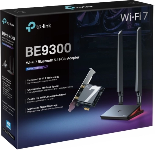 Tri-band Wi‑Fi 7-snelheid tot 9300 Mbps