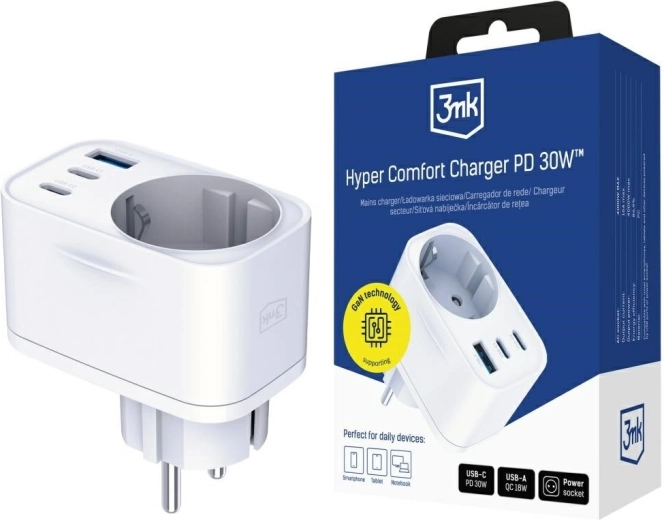 3mk Hyper Comfort Charger 30W witte netadapter